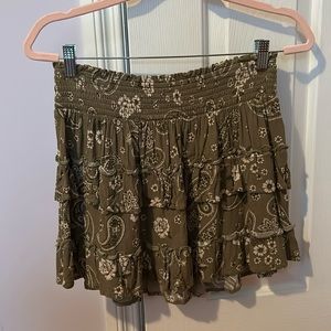 Aerie Green Paisley Skirt